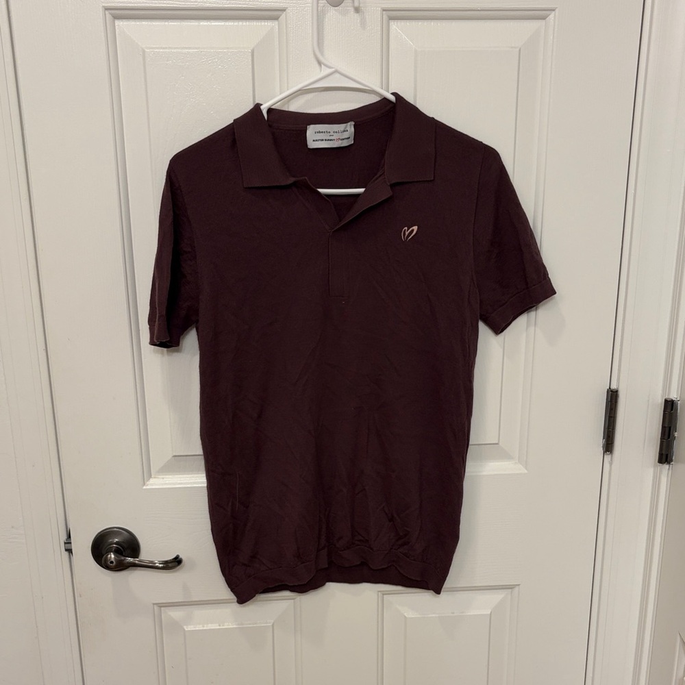 Roberto Collina x Master Bunny Edition Brown Wool Short Sleeve Collar Shirt